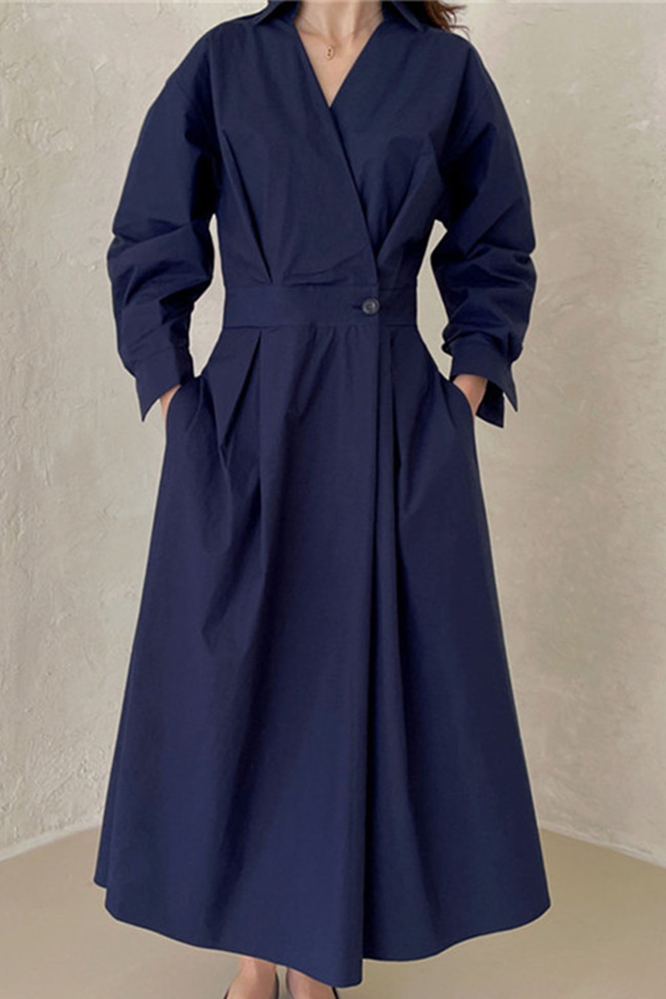 EP | Chemise à manches longues en ligne A Robe midi en coton