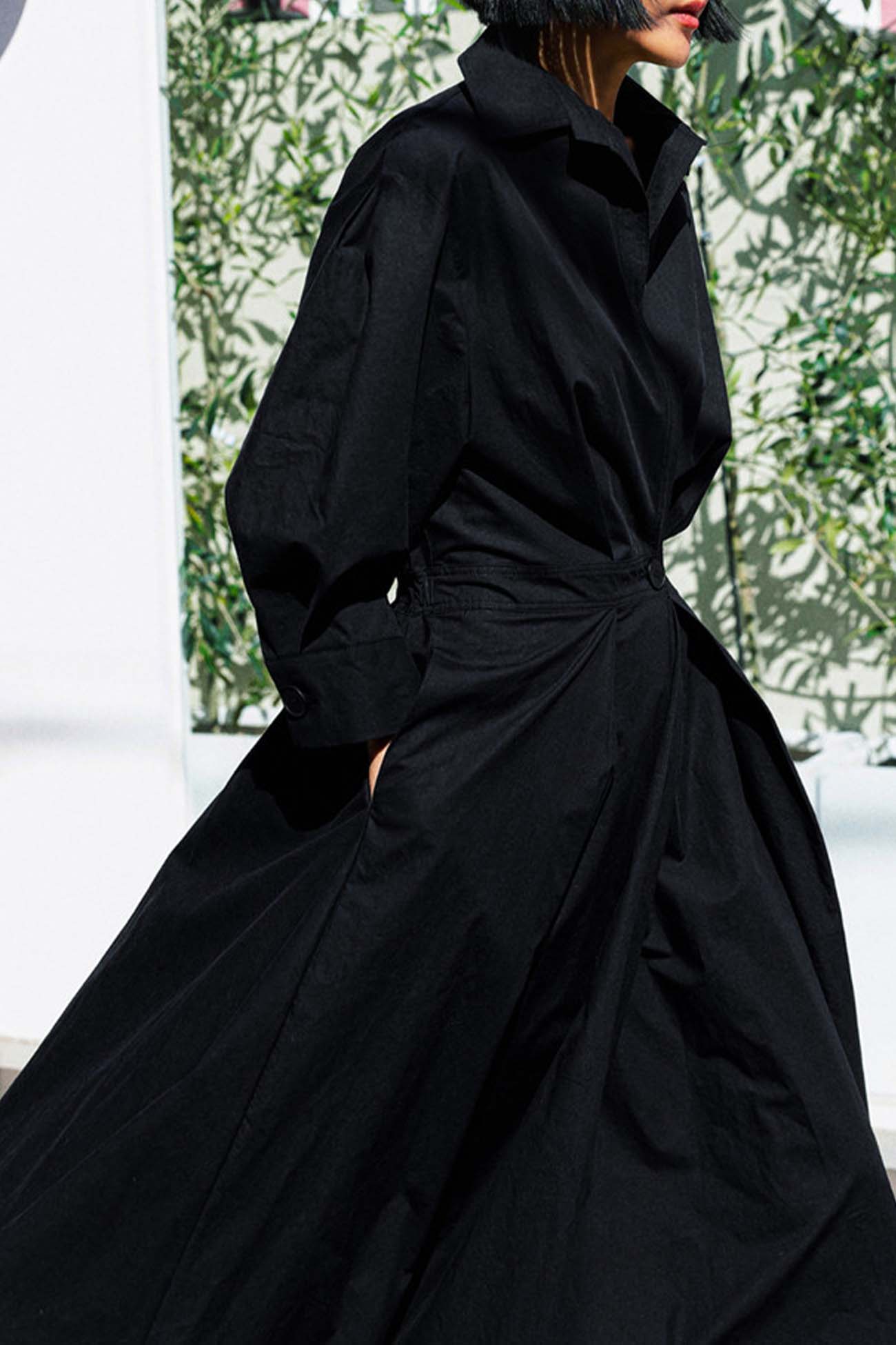 EP | Chemise à manches longues en ligne A Robe midi en coton