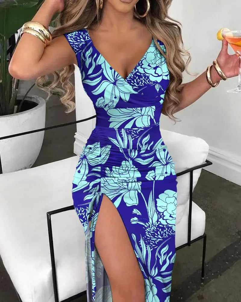 EP | 2024 Robe de soirée longue élégante avec mode partagée Robe midi