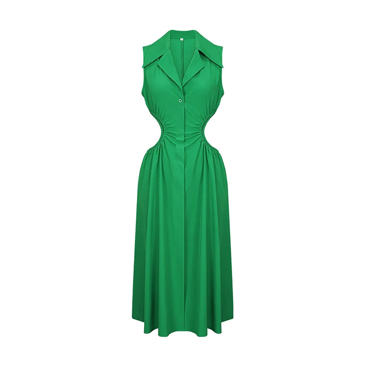 EP | Sexy Décolleté A-Line Col rabattu Sans manches Taille haute Slim Robe Midi