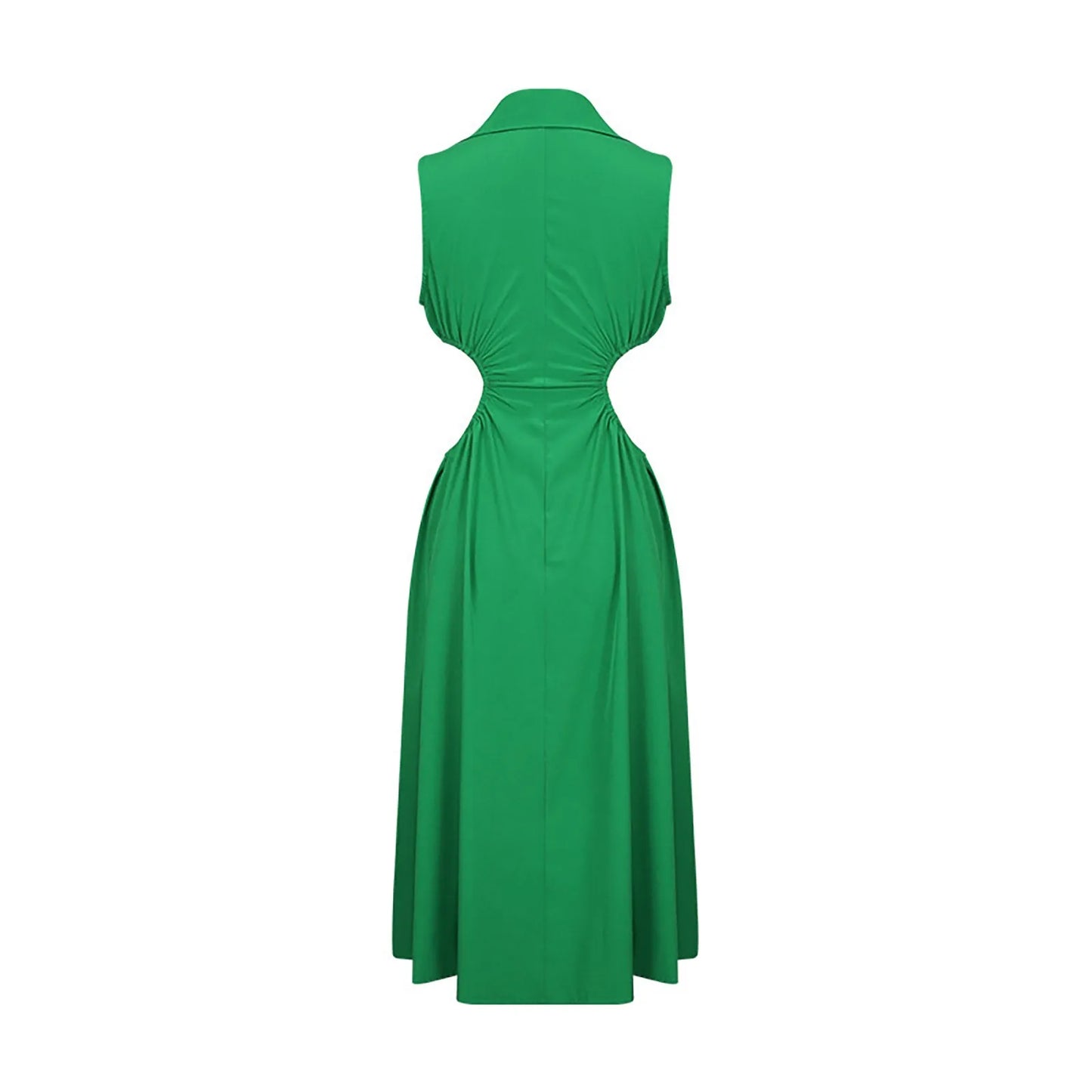 EP | Sexy Décolleté A-Line Col rabattu Sans manches Taille haute Slim Robe Midi