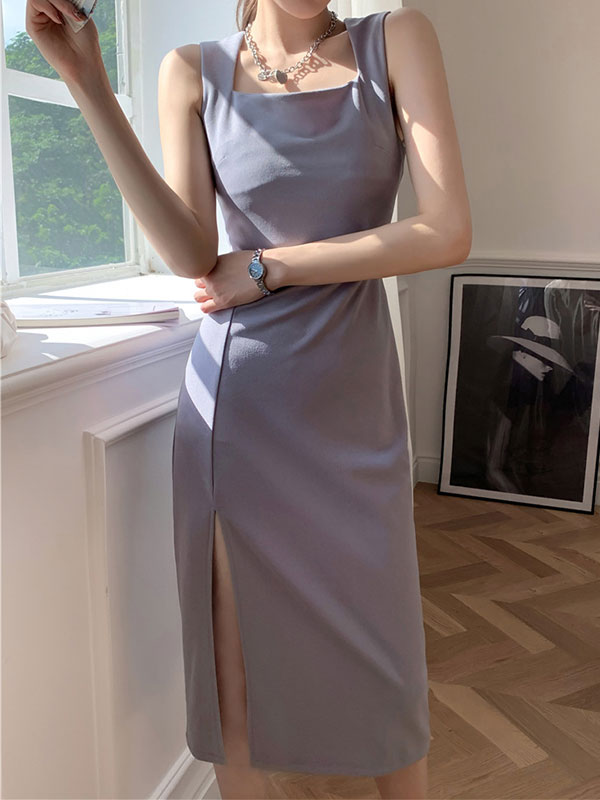 EP | Robe midi vintage à bretelles fendues