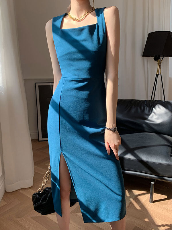 EP | Robe midi vintage à bretelles fendues
