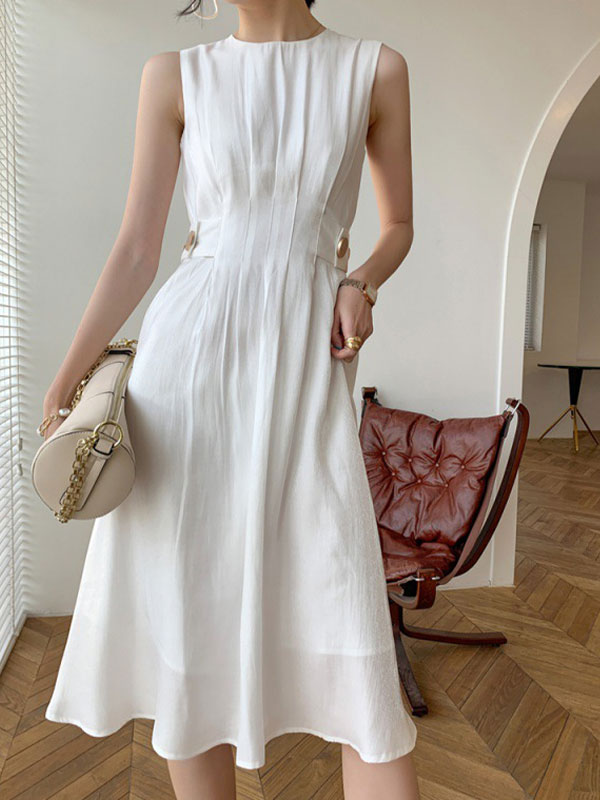 EP | Robe midi en satin ornée de boutons
