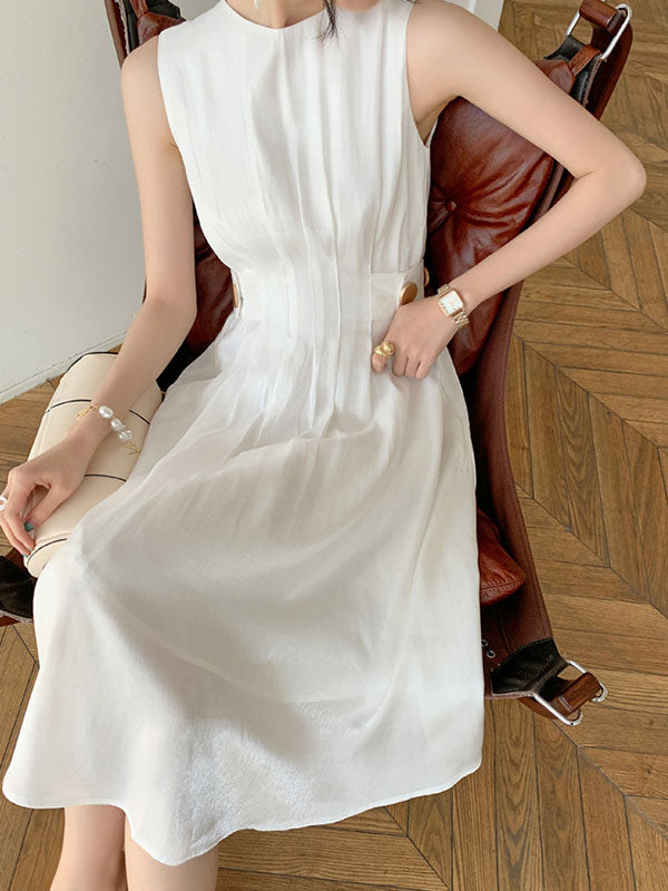 EP | Robe midi en satin ornée de boutons
