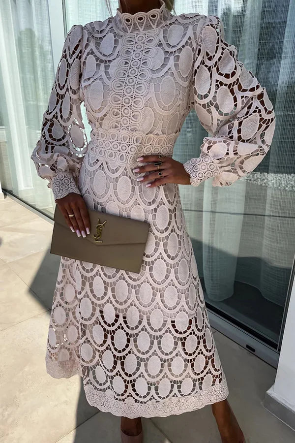 EP | Robe midi blanche | Robe midi à manches longues | Robes midi pour femmes