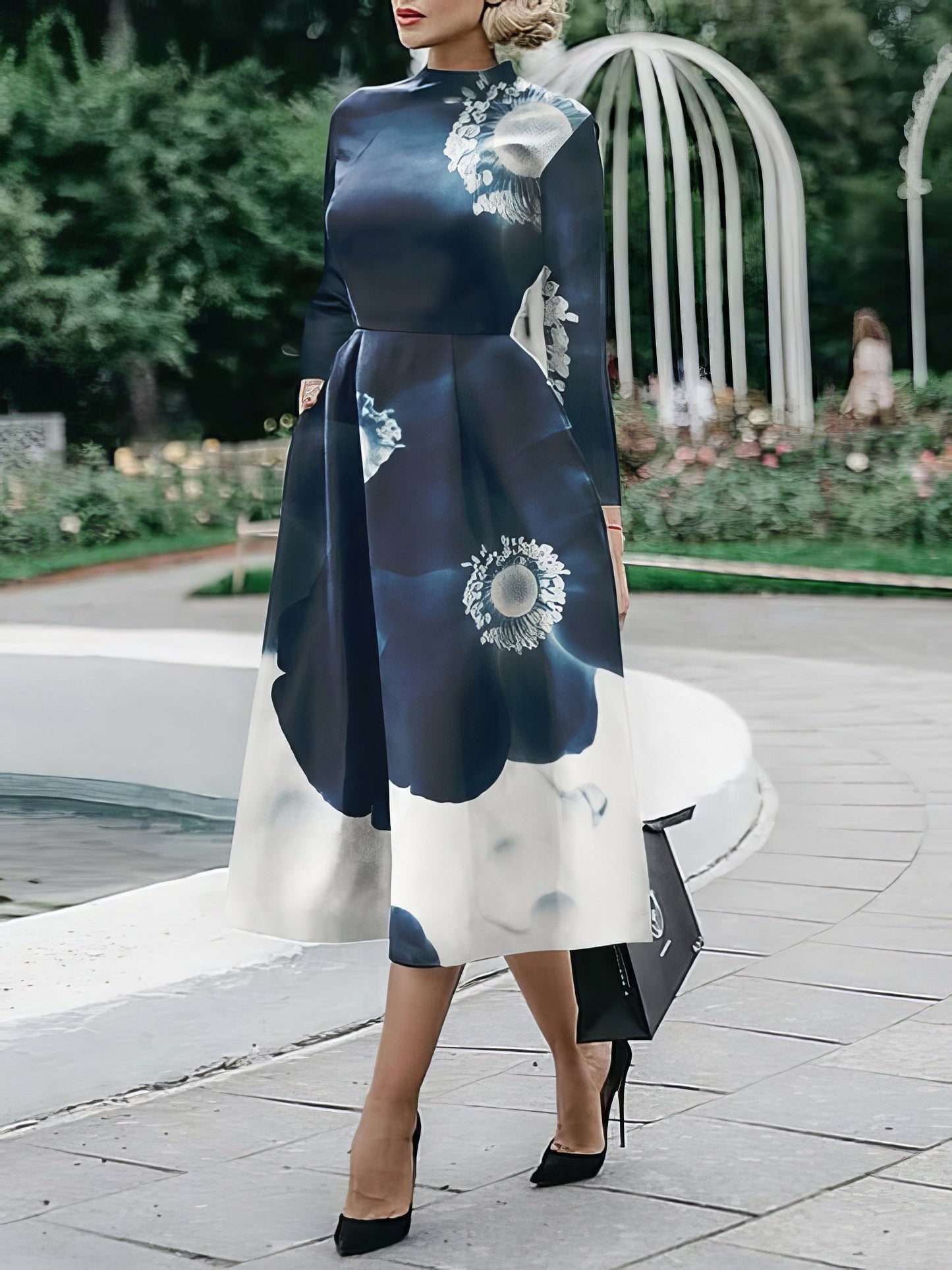 EP | Robe midi imprimée à manches longues