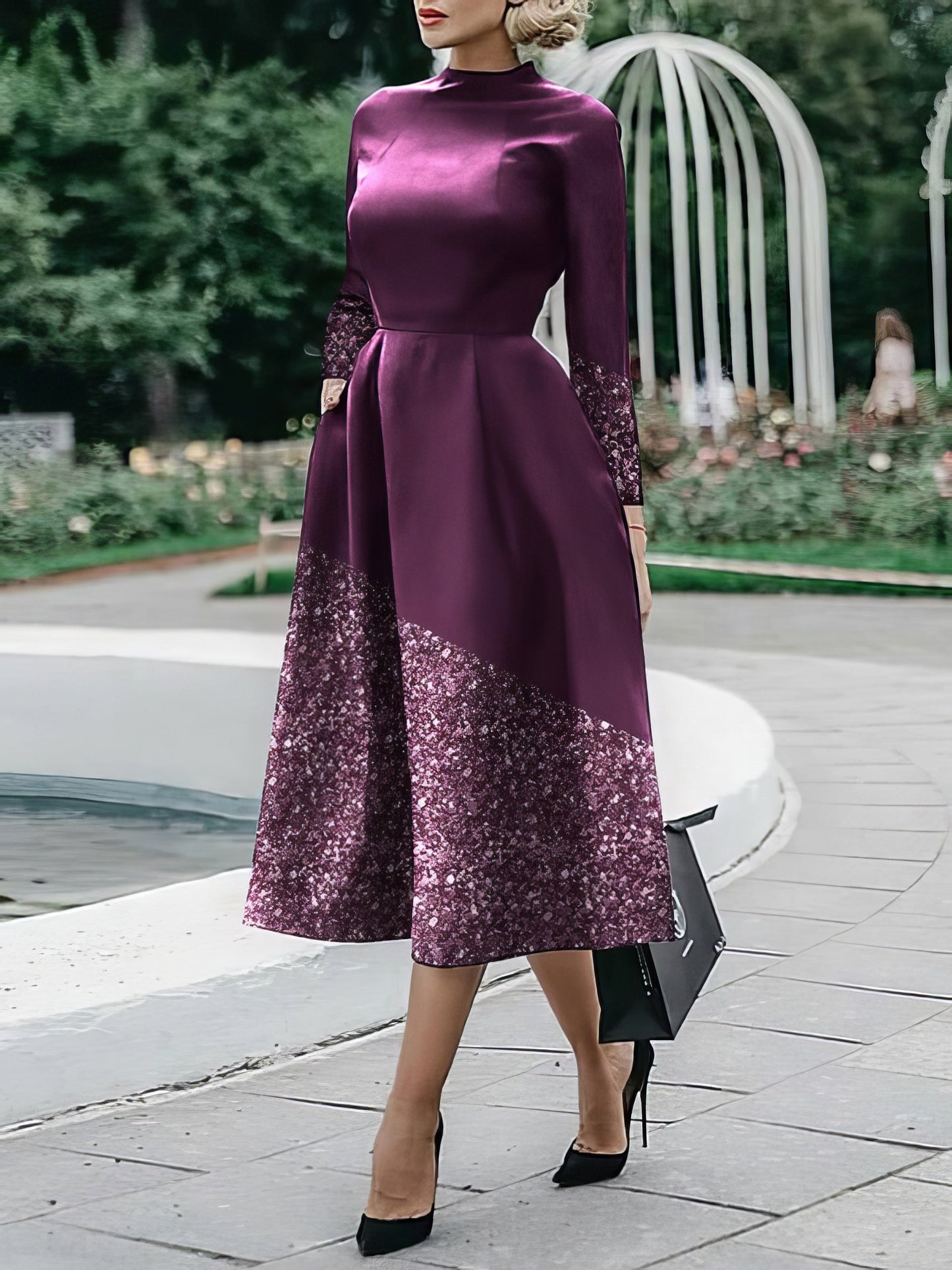 EP | Robe midi imprimée à manches longues