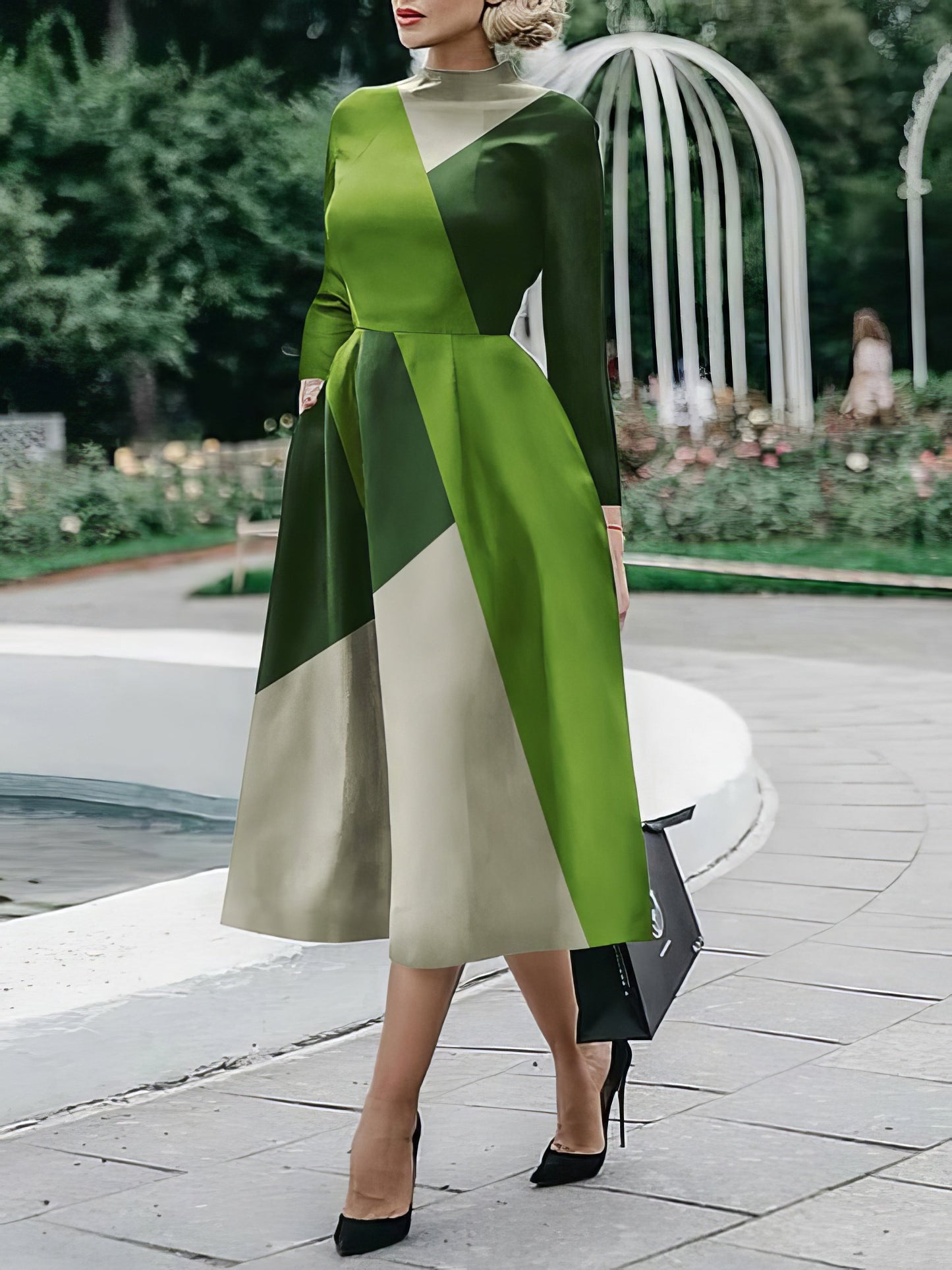 EP | Robe midi imprimée à manches longues
