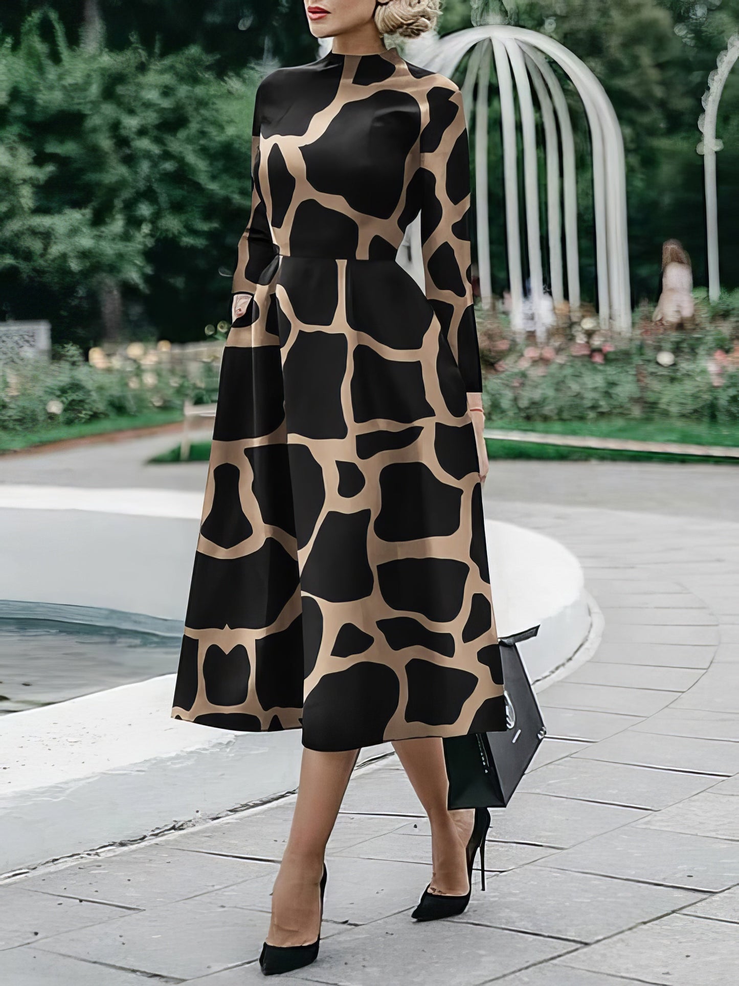 EP | Robe midi imprimée à manches longues