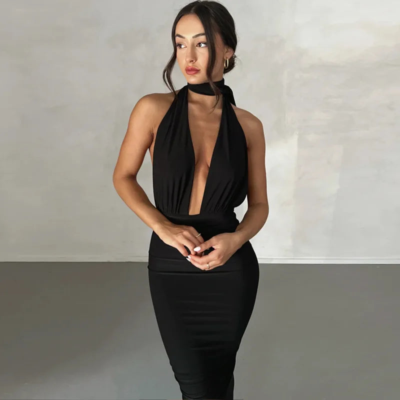 EP | Deep Bare High Irrégulières Femme Robe midi étroite