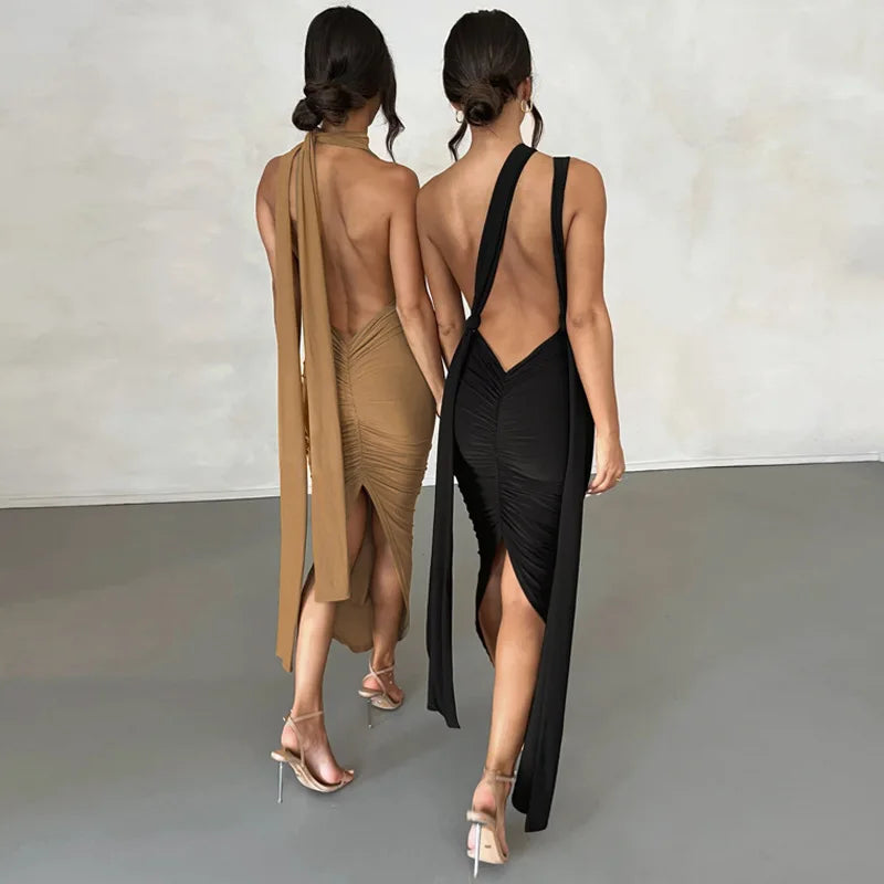 EP | Deep Bare High Irrégulières Femme Robe midi étroite