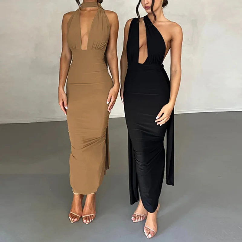 EP | Deep Bare High Irrégulières Femme Robe midi étroite