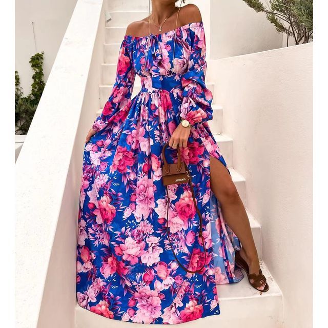 EP | Robe midi en ligne A avec imprimé floral YS10018