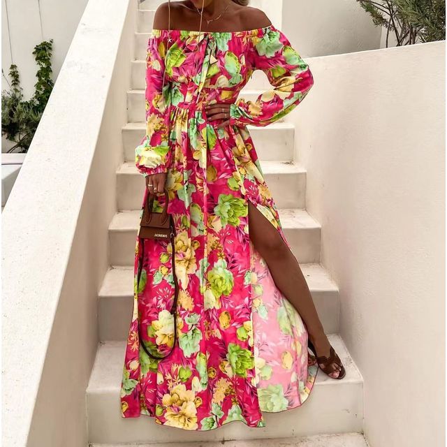 EP | Robe midi en ligne A avec imprimé floral YS10018
