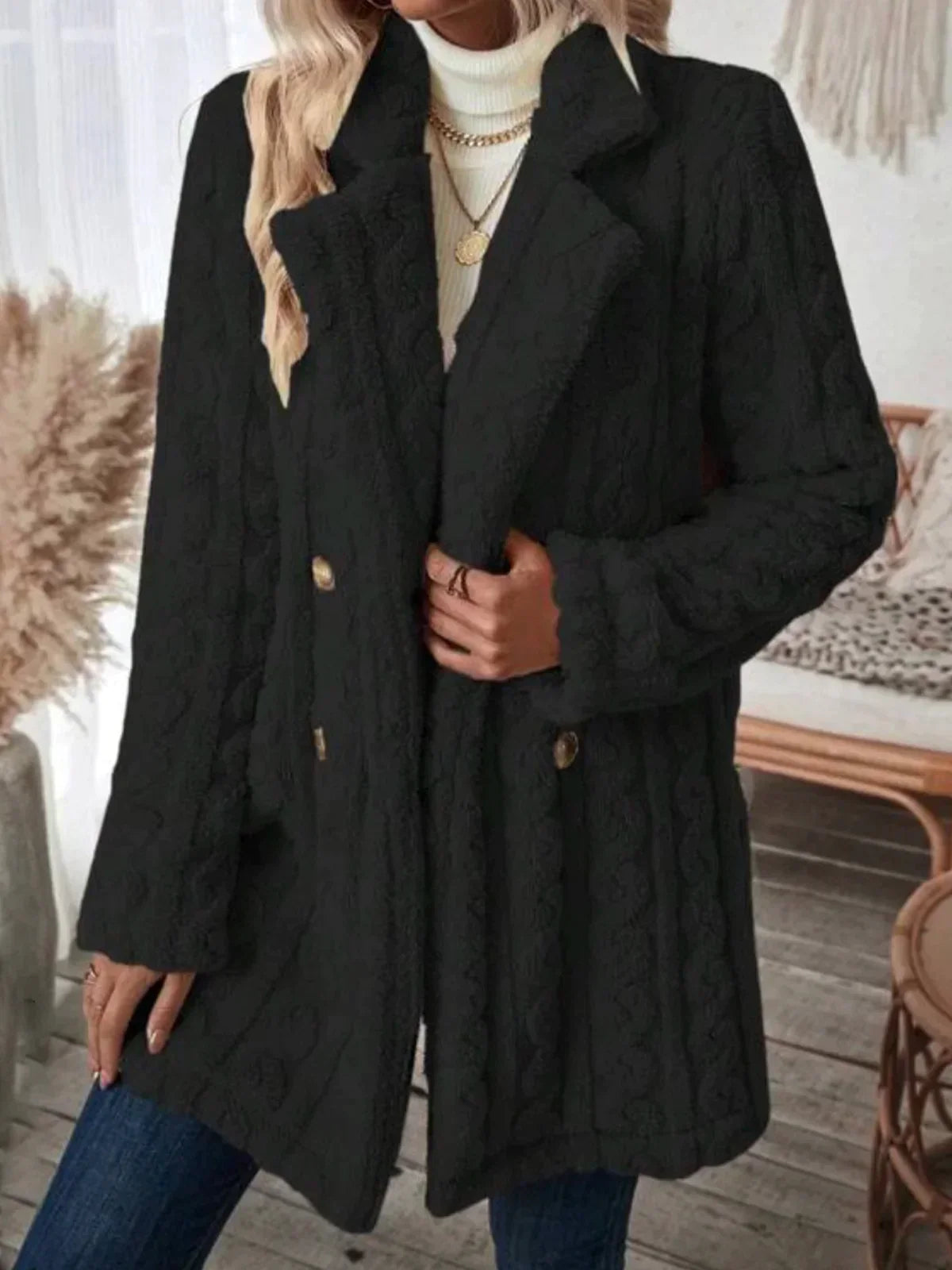 EP | Manteau d'hiver en flanelle à double boutonnage