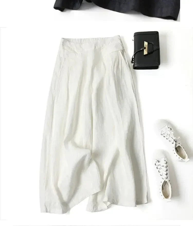 EP | Pantalon à jambe large en coton et lin