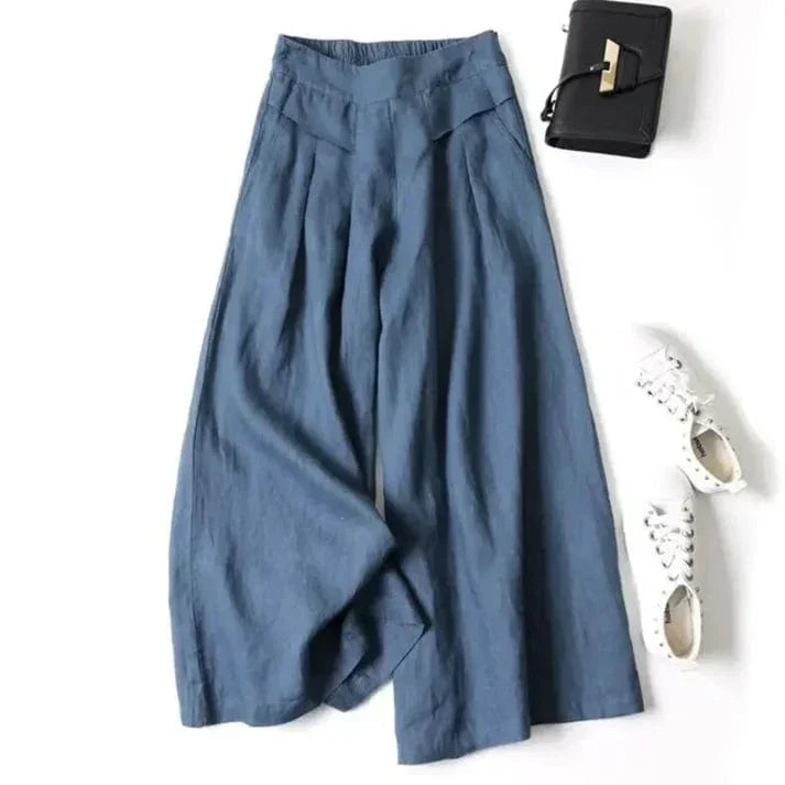 EP | Pantalon à jambe large en coton et lin