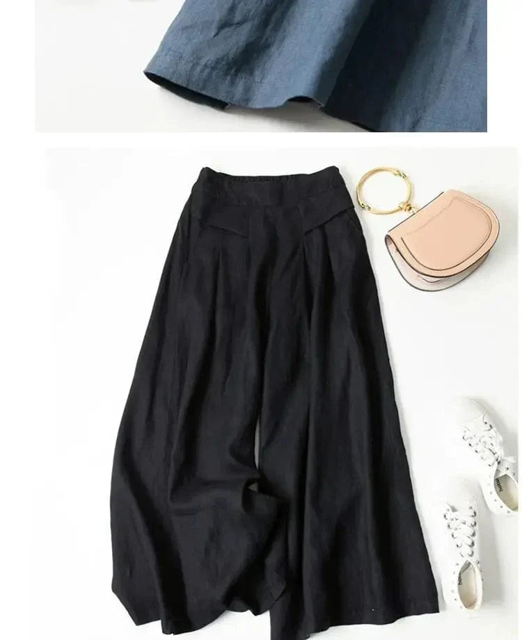 EP | Pantalon à jambe large en coton et lin