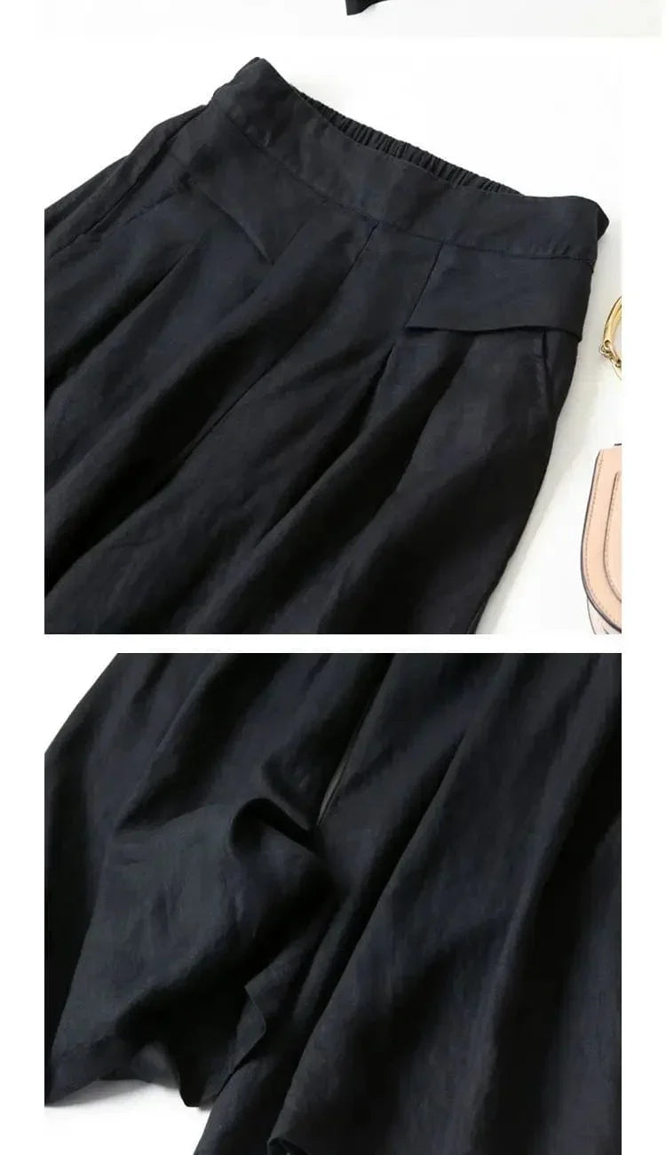 EP | Pantalon à jambe large en coton et lin