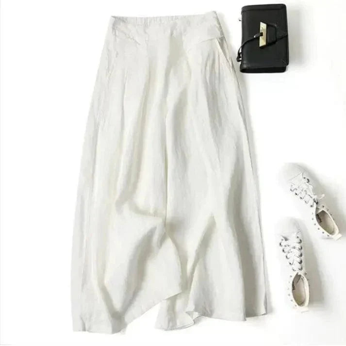 EP | Pantalon à jambe large en coton et lin