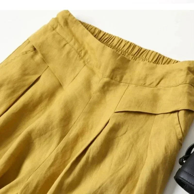 EP | Pantalon à jambe large en coton et lin