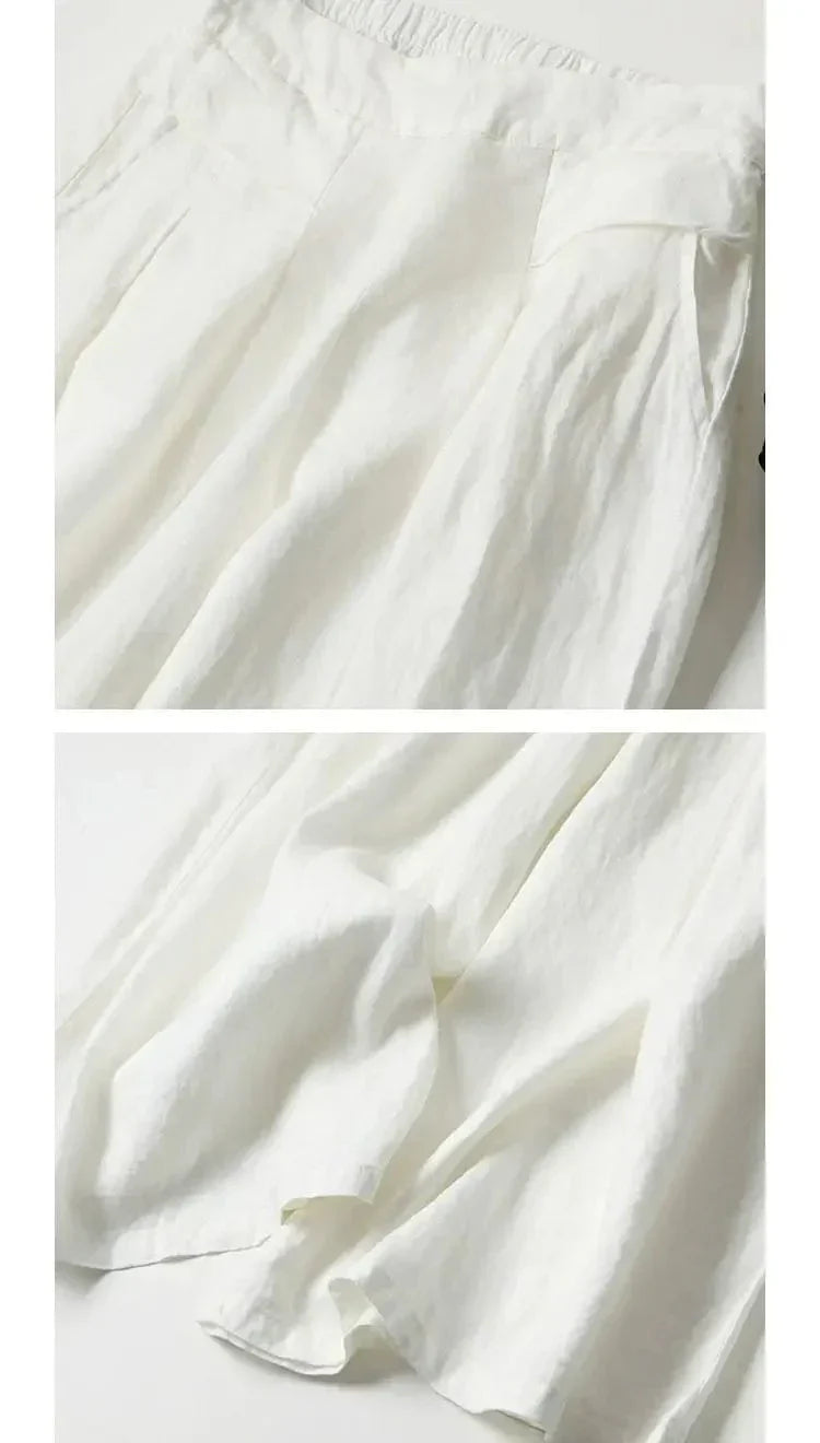 EP | Pantalon à jambe large en coton et lin