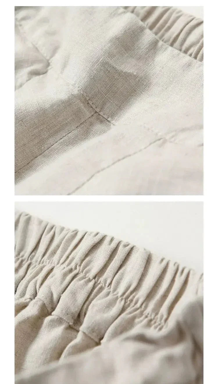 EP | Pantalon à jambe large en coton et lin