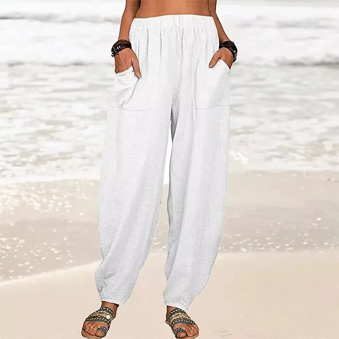 EP | Pantalon large en lin pour femmes