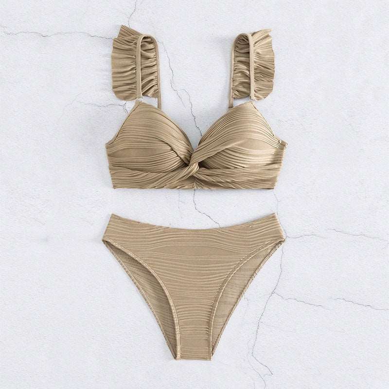 EP | Women's Solid Color Ruffled Bikini en 2 couleurs S-XL