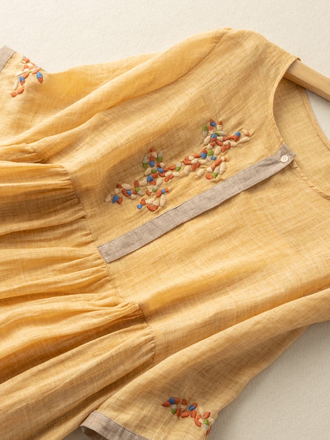 EP | Robe midi en lin avec broderie