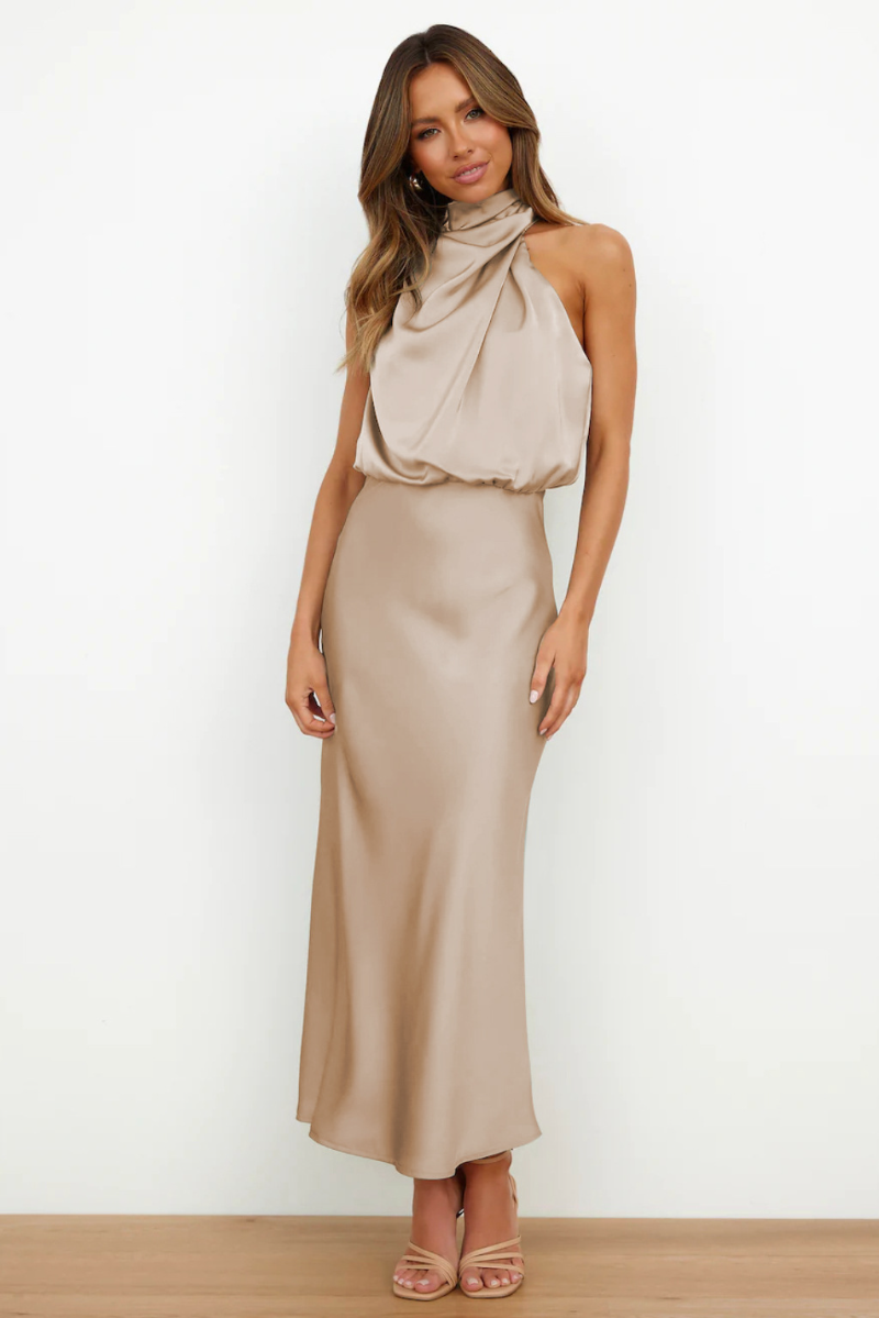 EP | Robe midi drapée en satin