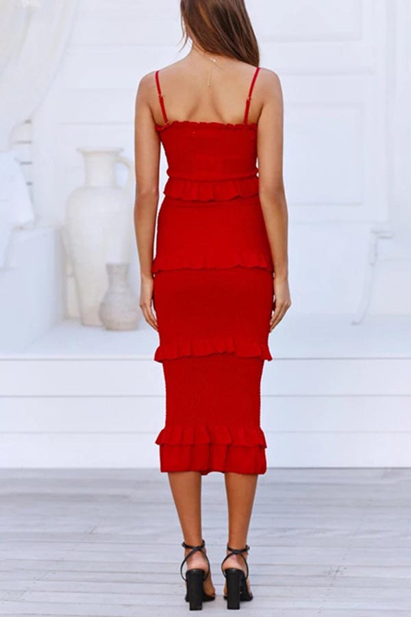 EP | Robe midi smockée à volants
