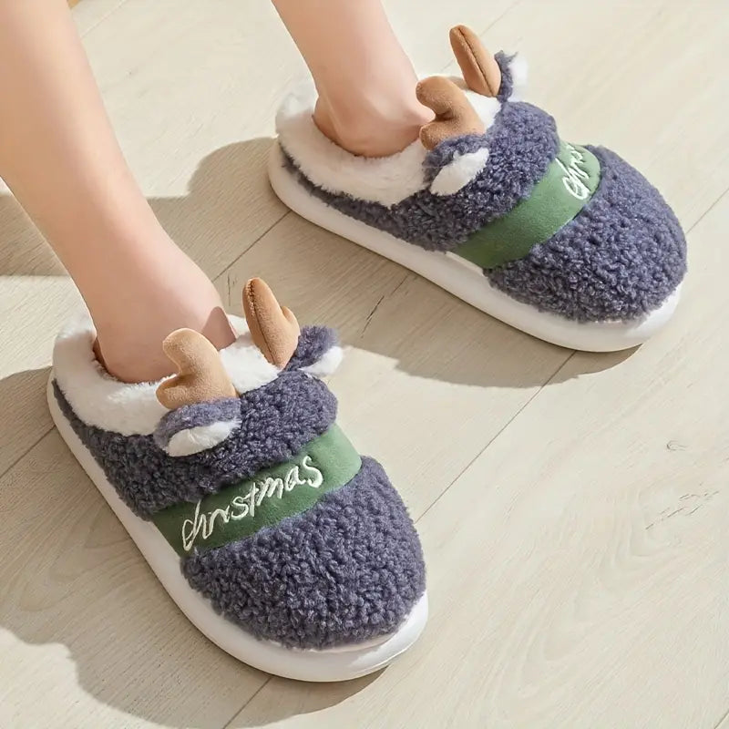 EP | FestiveHoofs™ Chaussons douillets en forme de rennes pour les fêtes de fin d'année