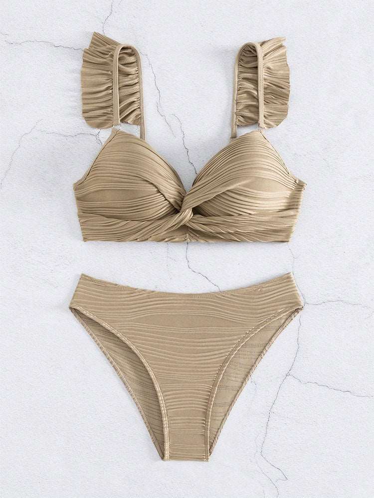 EP | Women's Solid Color Ruffled Bikini en 2 couleurs S-XL