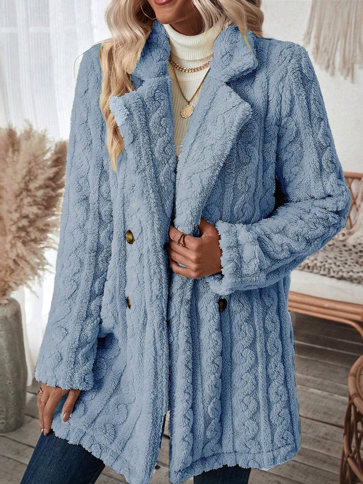 EP | Manteau d'hiver en flanelle à double boutonnage