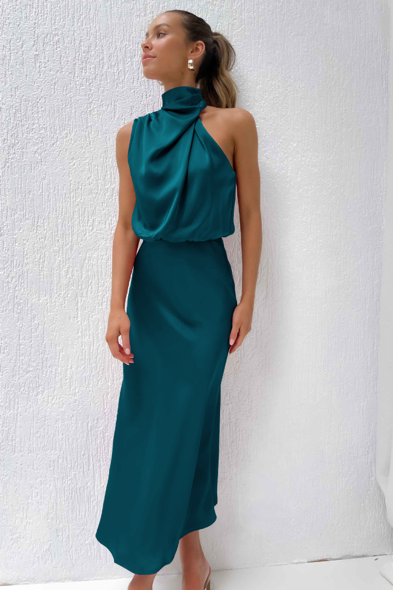 EP | Robe midi drapée en satin