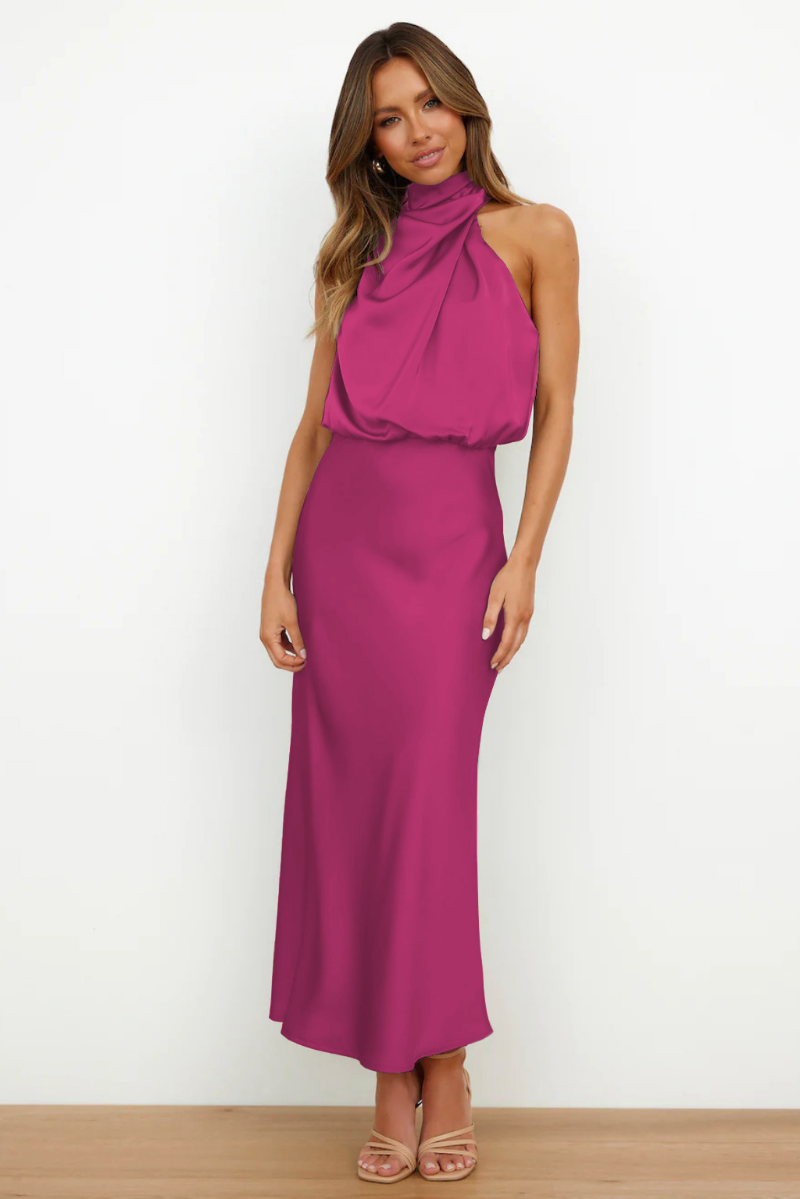 EP | Robe midi drapée en satin