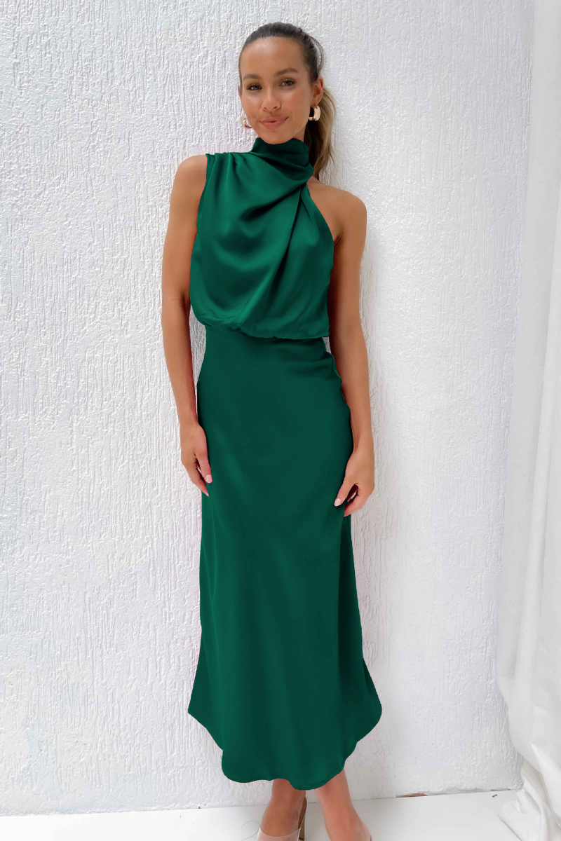 EP | Robe midi drapée en satin