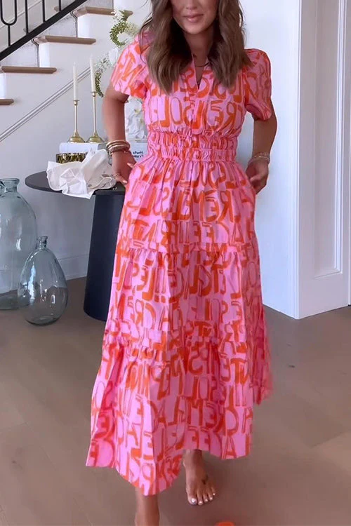 EP | Robe évasée à l'imprimé abstrait et à la taille ruchée