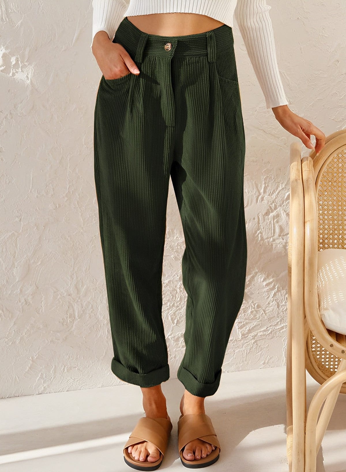 ND | Pantalons stylés en velours côtelé
