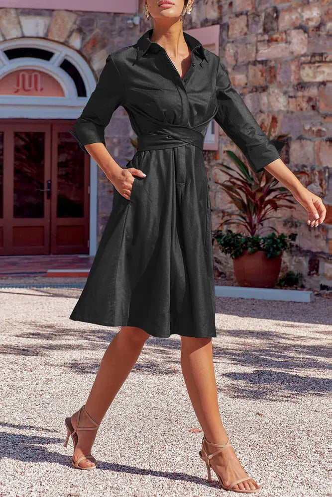EP | robe avec noeud croisé et boutons