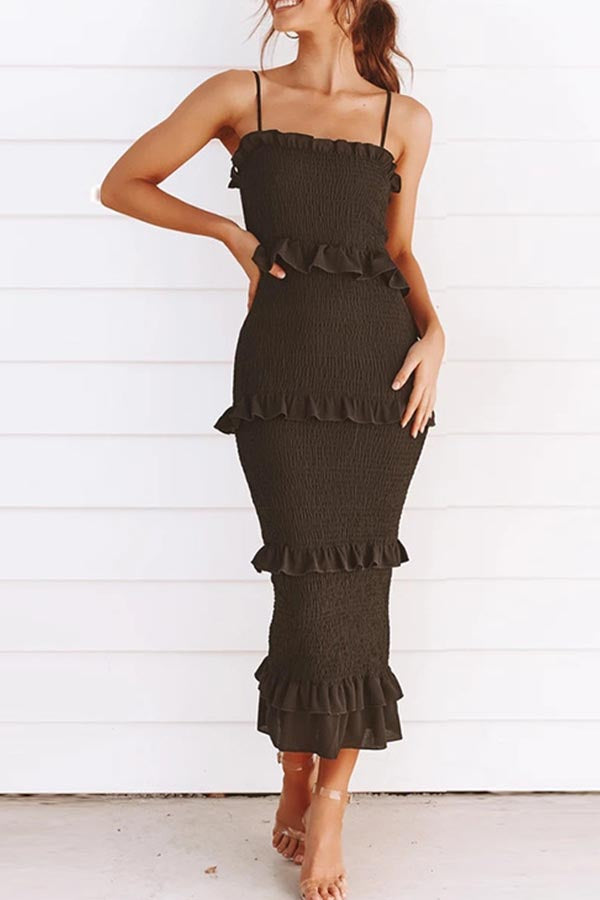 EP | Robe midi smockée à volants