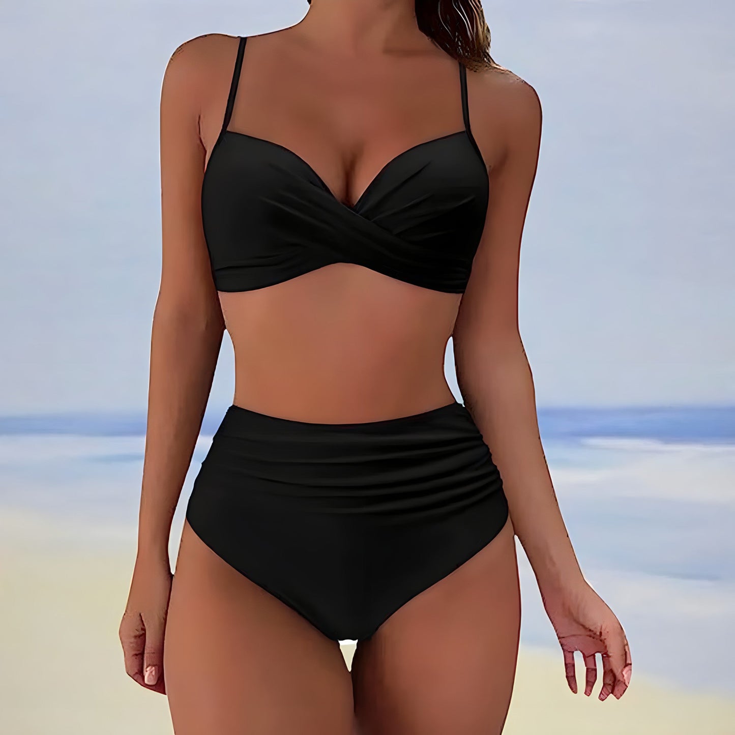 ND | Bikini taille haute avec haut twisté sur le devant