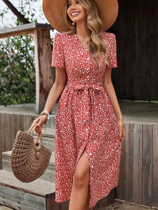 EP | Robe midi avec motif floral et cache-cœur