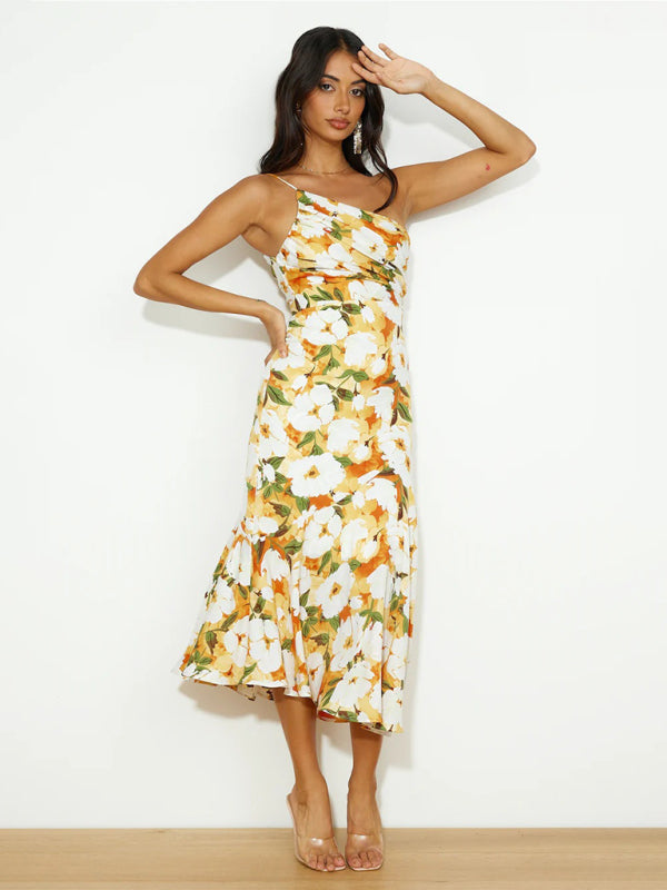 EP | Robe midi asymétrique avec motif floral