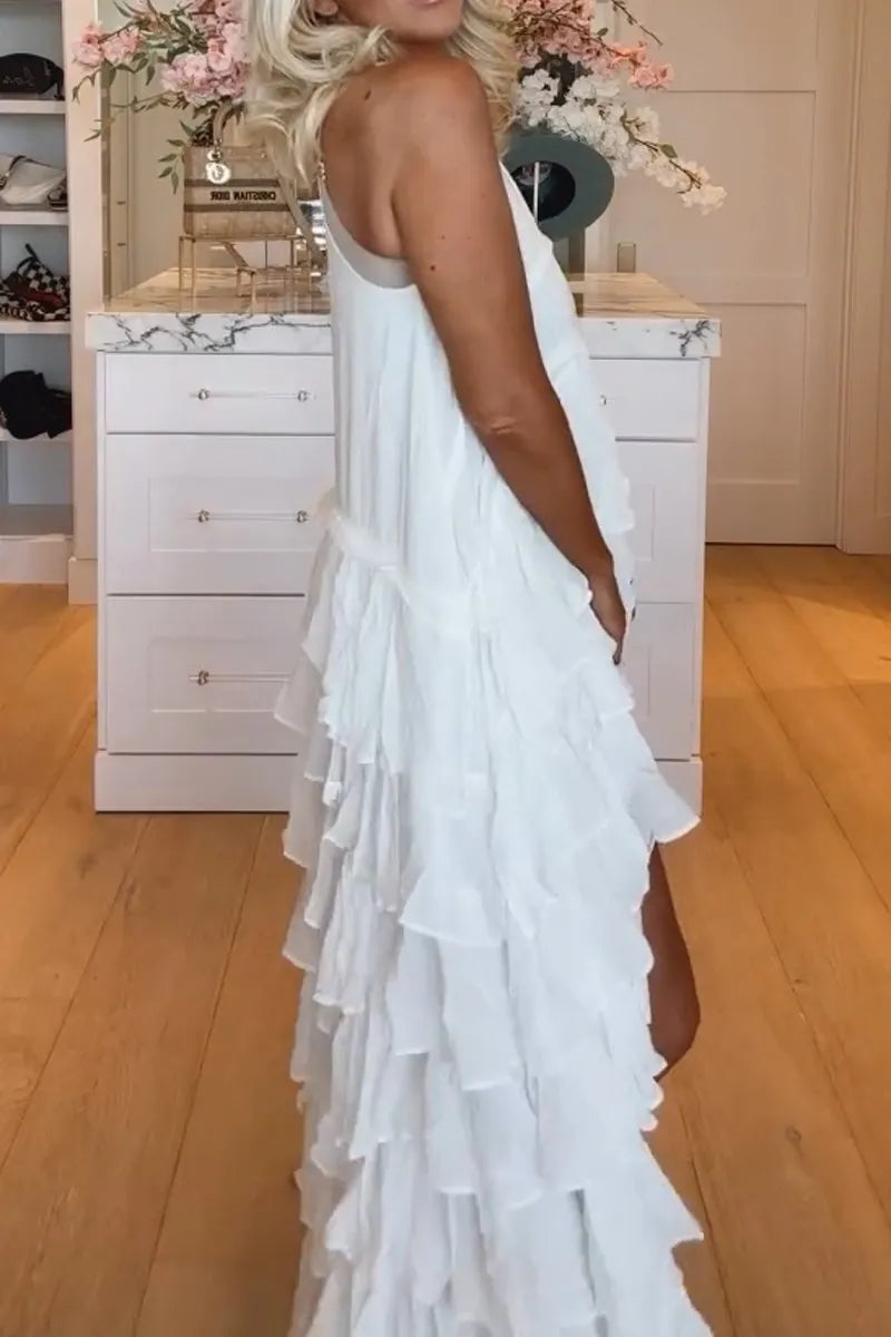 EP | Belle robe femme courte devant et longue derrière avec volants