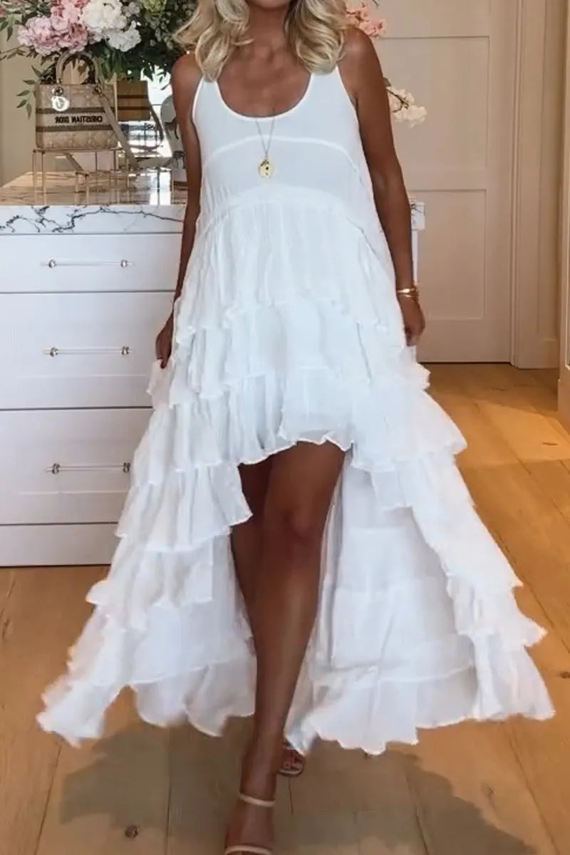 EP | Belle robe femme courte devant et longue derrière avec volants