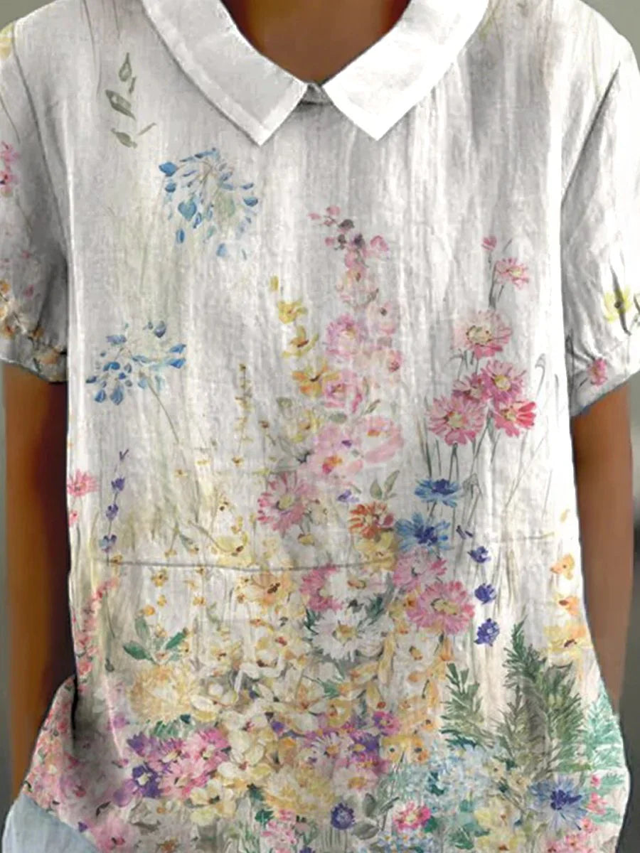 EP | T-shirt en lin et coton avec motif imprimé