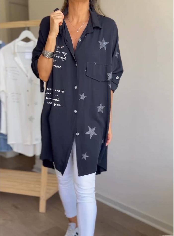 EP | Chemise à une rangée d'étoiles imprimées avec revers